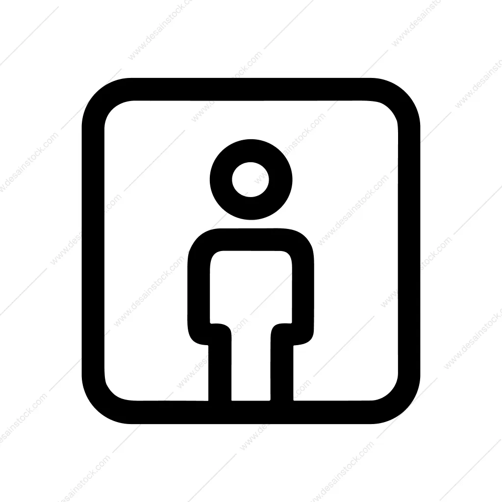 Simple Outline Person Square Frame User Interface Icon