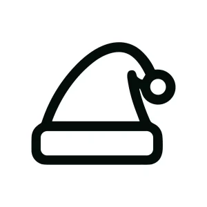 Minimalist Outline Santa Hat Christmas Holiday Decoration Design Element