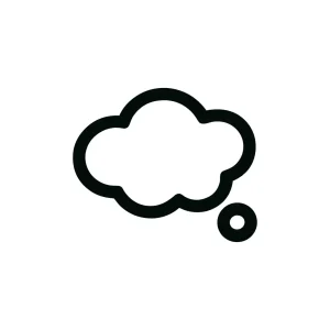 Minimalist Outline Thought Cloud Speech Bubble Icon Shape Design