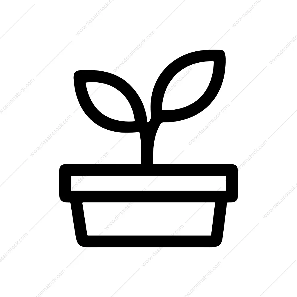 Simple Outline Plant in Pot Icon Graphic