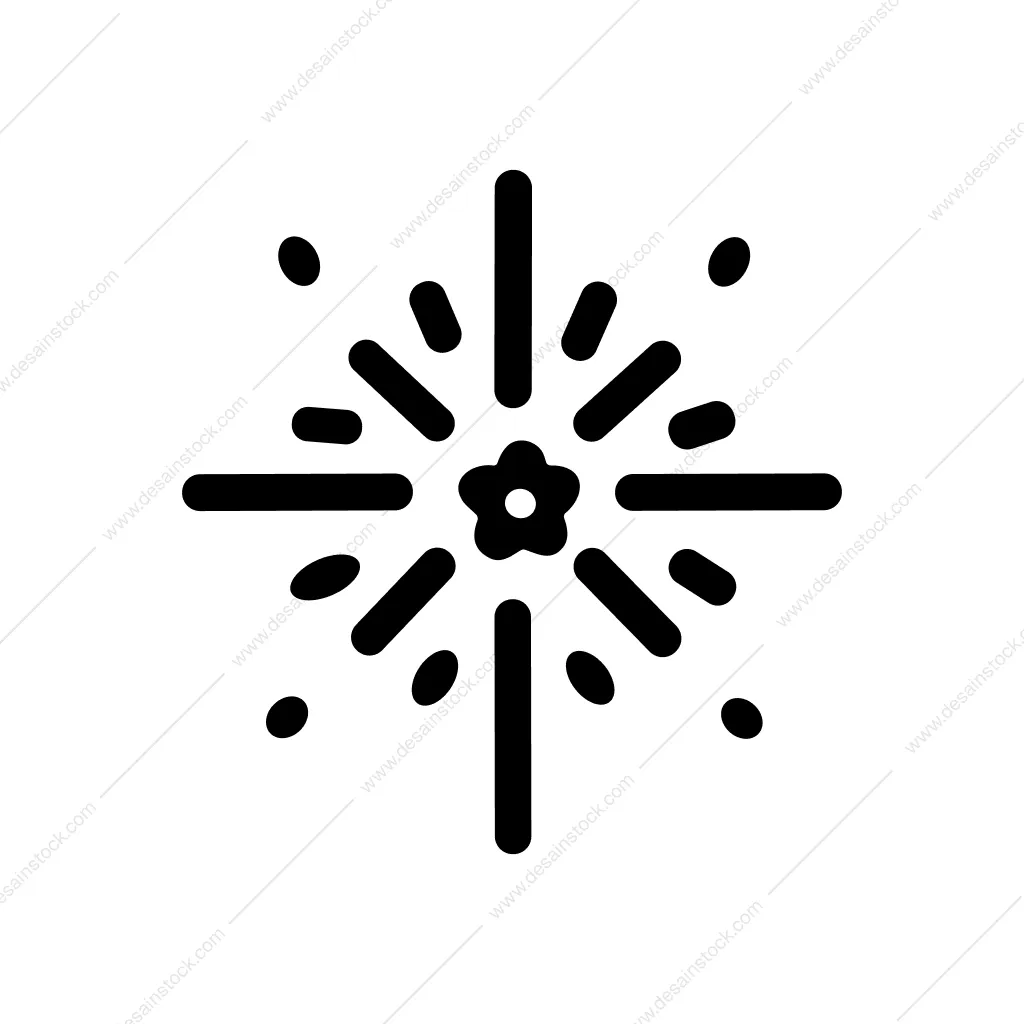 Black Line Simple Firework Celebration Sparkle Icon