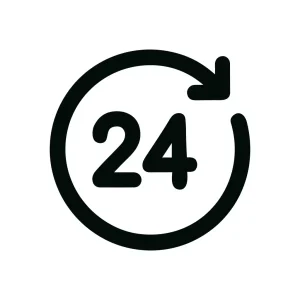 Simple Outline 24 Hour Service Availability Icon Graphic