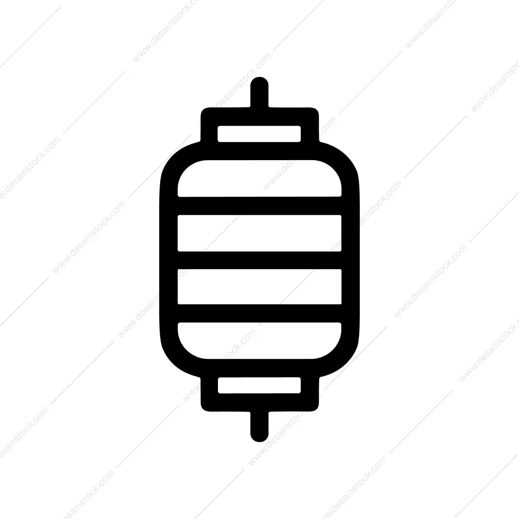 Minimalist Outline Chinese Lantern Decoration Asian Icon