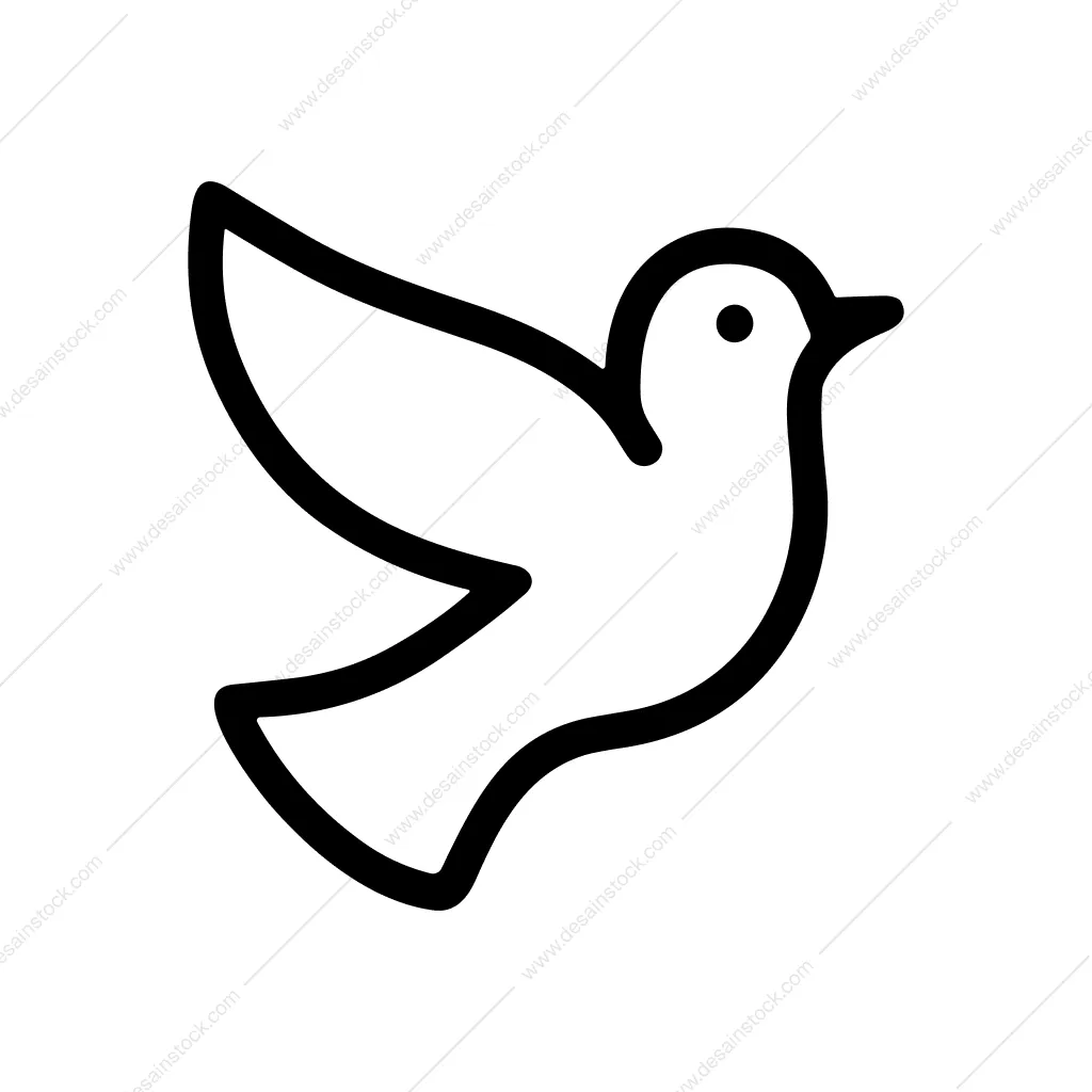 Minimalist Line Art Flying Dove Bird Symbol