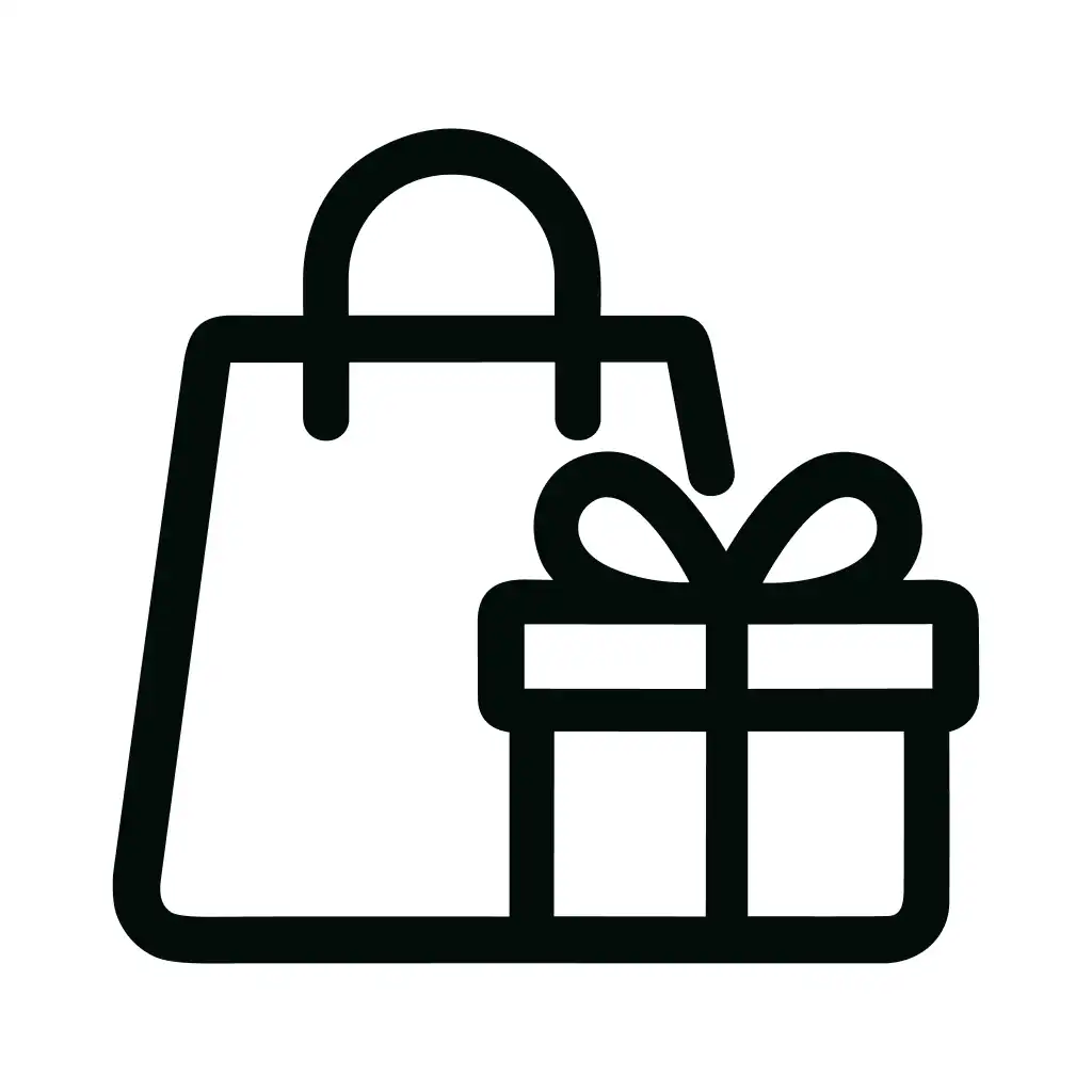 Simple Outline Shopping Bag with Gift Box Icon Illustration Design