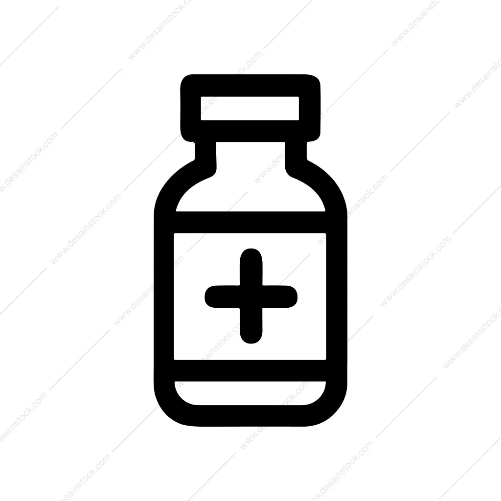 Outline Bold Pill Bottle Healthcare Medicine Icon