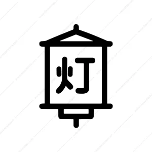 Simple Line Art Asian Lantern Symbol Decoration