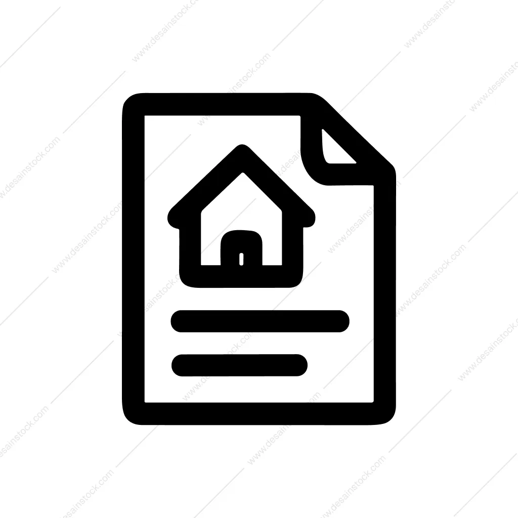 Minimalist Line Home Document Agreement Icon Element