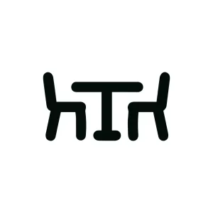 Simple Minimalist Table and Two Chairs Furniture Icon Illustration