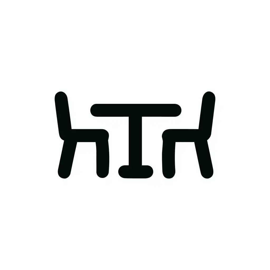 Simple Minimalist Table and Two Chairs Furniture Icon Illustration