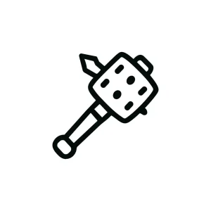 Handdrawn Outline Mace Medieval Weapon Equipment Icon