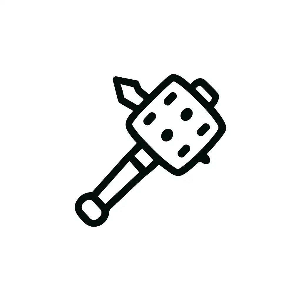 Handdrawn Outline Mace Medieval Weapon Equipment Icon