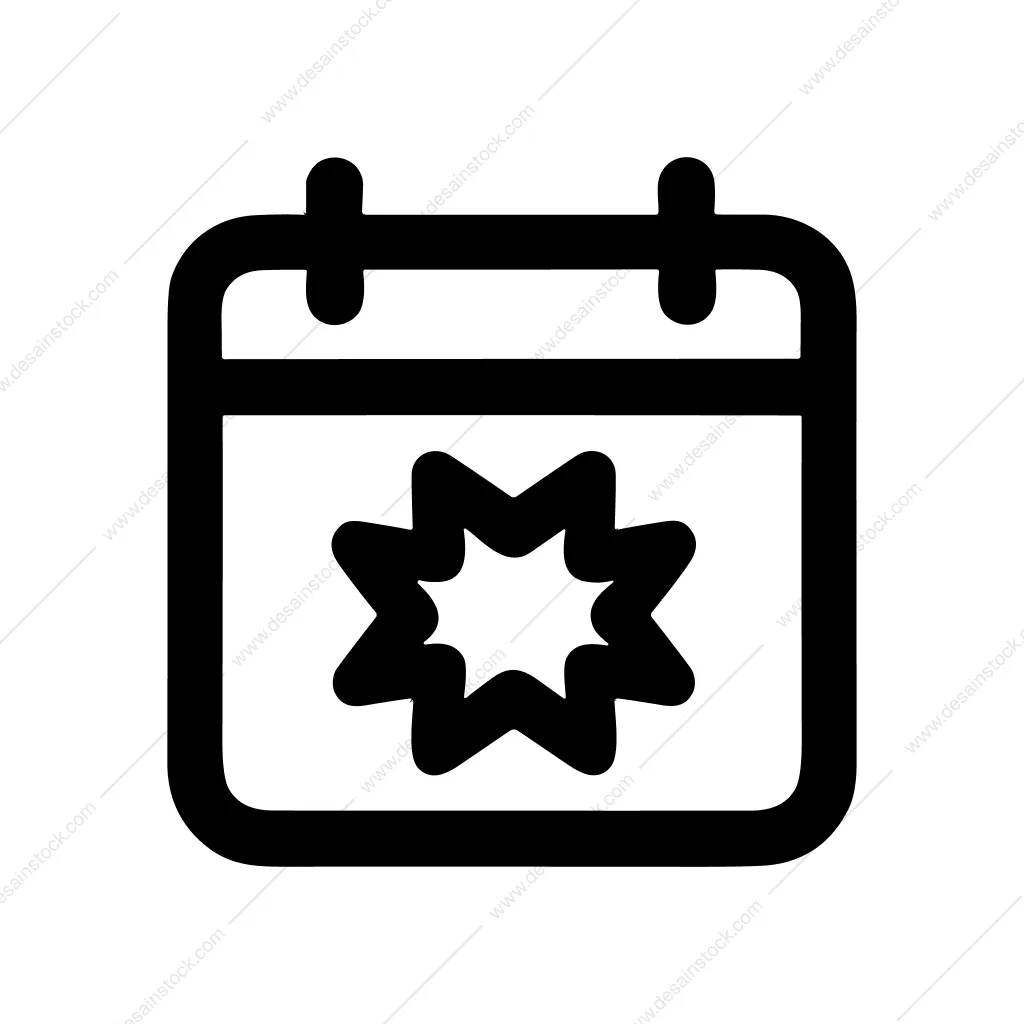 Simple Outline Event Starburst Calendar Date Icon
