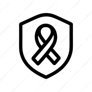 Minimalist Line Art Ribbon On Shield Shape Icon