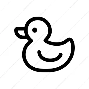 Minimalist Outline Black Duck Bath Toy Icon