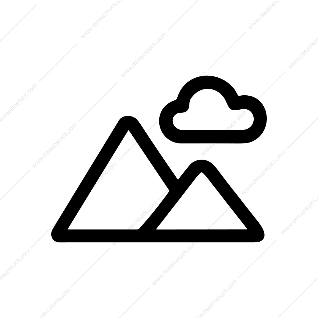 Outline Simple Mountain Landscape With Cloud Shape Icon