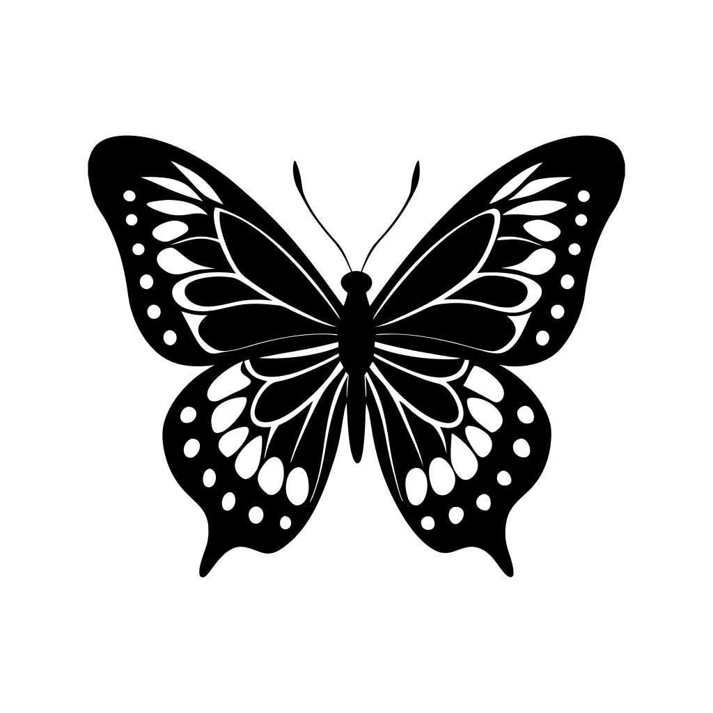 Simple Black and White Butterfly Insect Graphic Design Silhouette Illustration