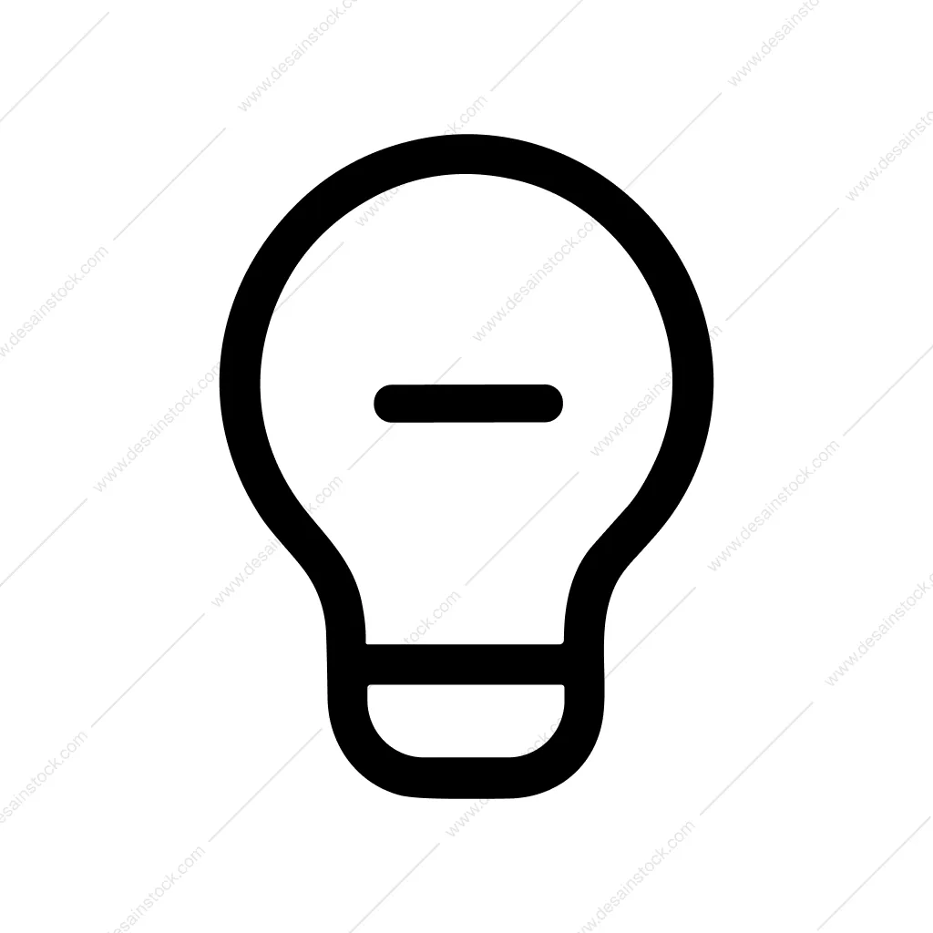Simple Line Minus Lightbulb Sign Symbol Icon
