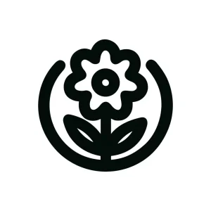 Simple Line Flower Plant In Circle Frame Icon Symbol Illustration