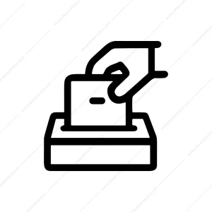 Outline Hand Placing Ballot Box Sign Shape Icon