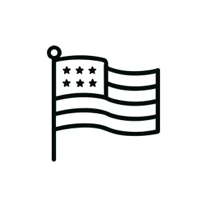Minimalist Outline Style American Flag Symbol Illustration Graphic Element