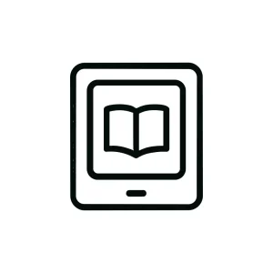Simple Outline Ebook Reader with Open Book Sign Symbol Education