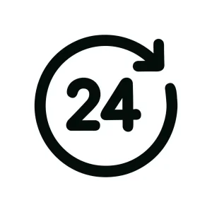 Simple Line Twenty Four Hour Availability Sign Icon