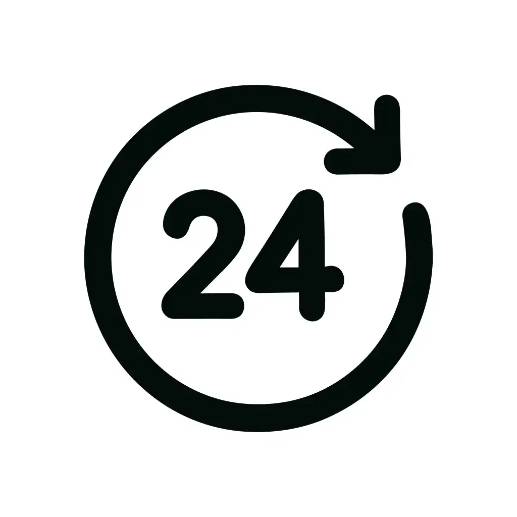 Simple Line Twenty Four Hour Availability Sign Icon