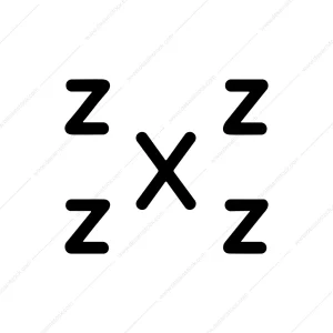 Simple Outline Sleepy Symbol with Zzz and X Shape Icon