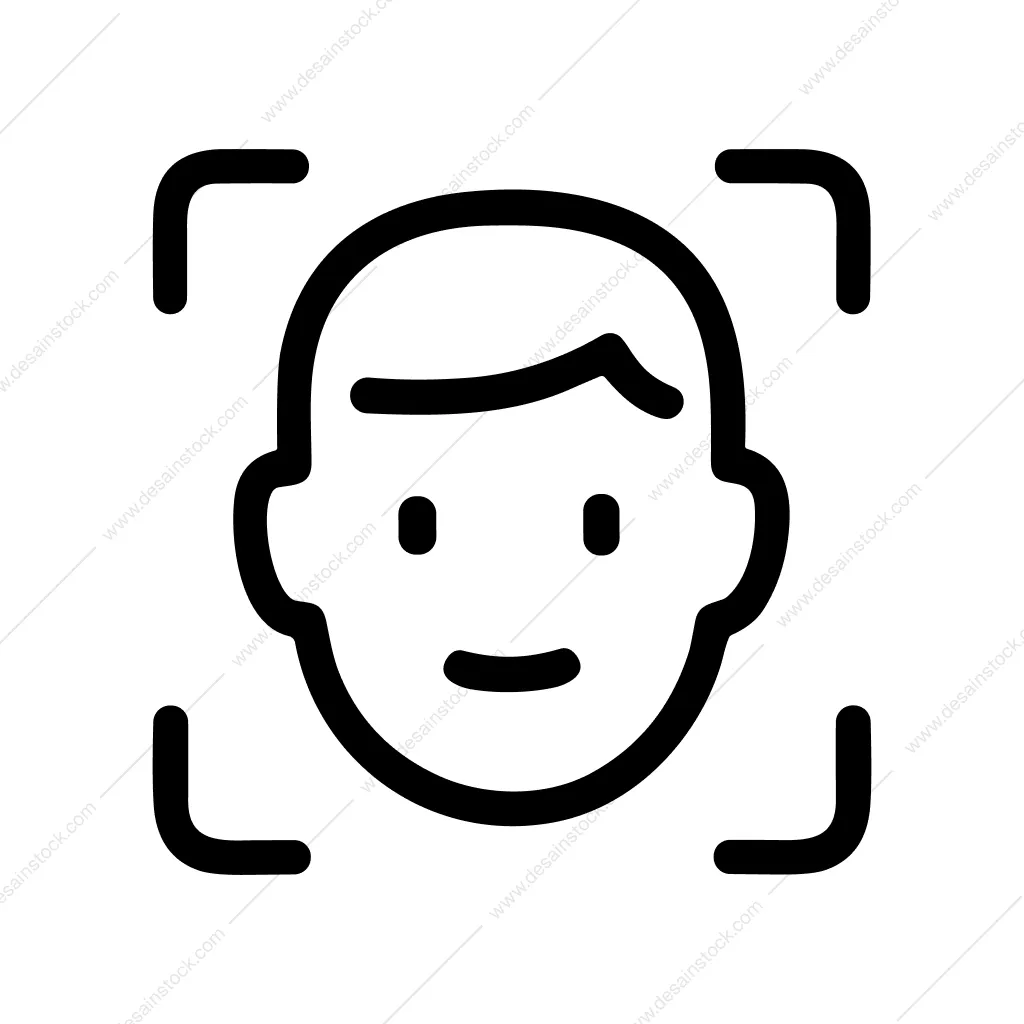 Simple Outline Face Recognition Scan System Icon