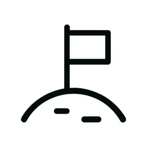 Minimalist Outline Flag on Hill Destination Icon