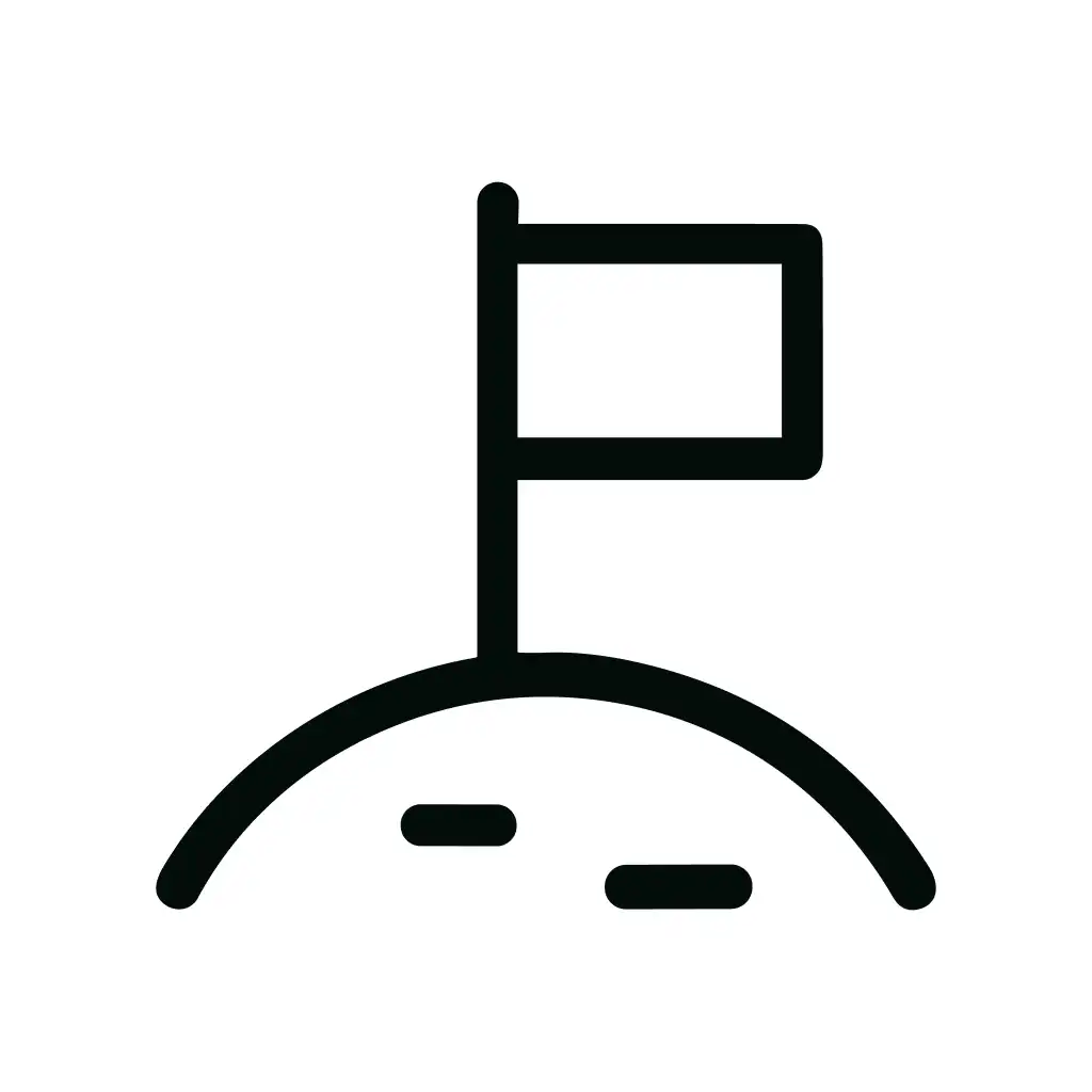 Minimalist Outline Flag on Hill Destination Icon
