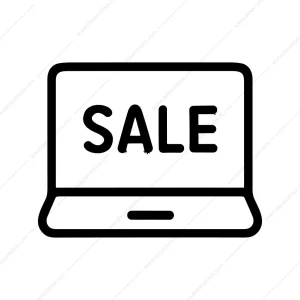 Outline Minimalist Laptop Sale Promotion Black Line Icon