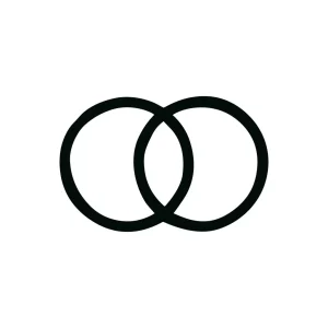 Minimalist Line Art Interlocking Circle Shape Illustration Icon Symbol