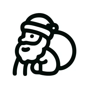Minimalist Lineart Santa Claus with Sack Icon Christmas Illustration
