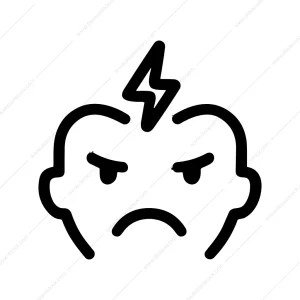 Simple Outline Angry Face Expression Icon Graphic