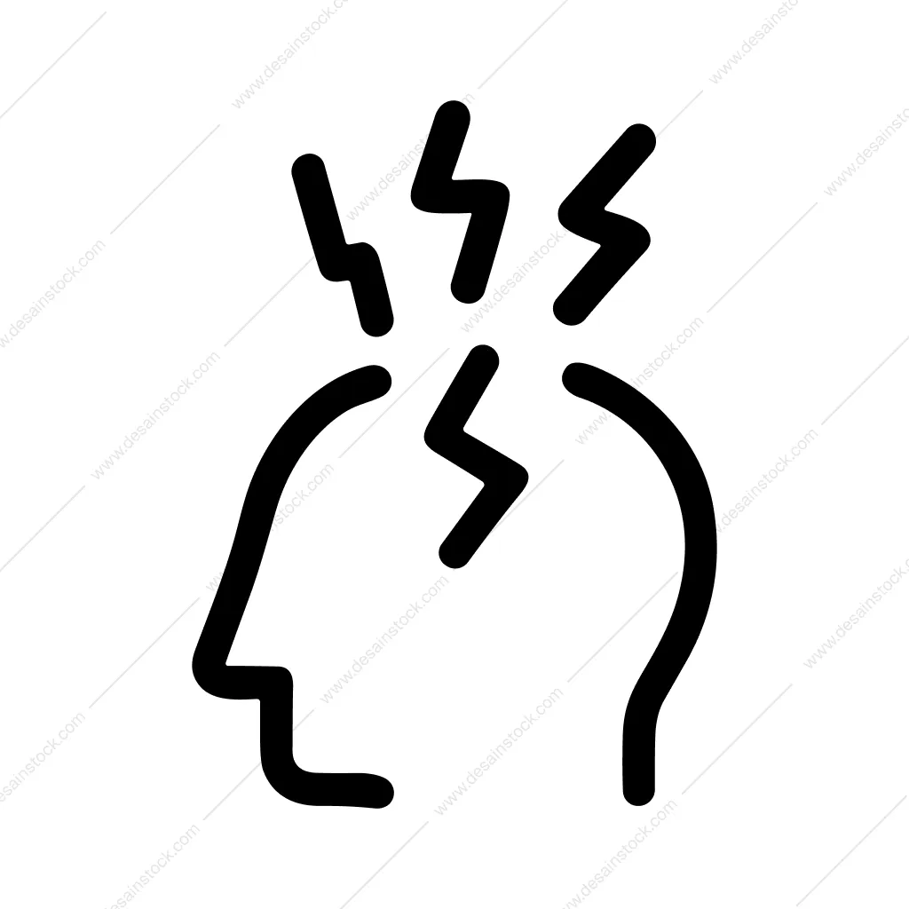 Simple Outline Headache Pain Mind Silhouette Graphic Icon