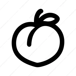 Simple Line Drawing Peach Fruit Shape Graphic