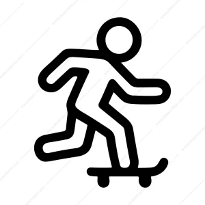 Simple Line Skateboarder Stick Figure Athlete Sport Icon