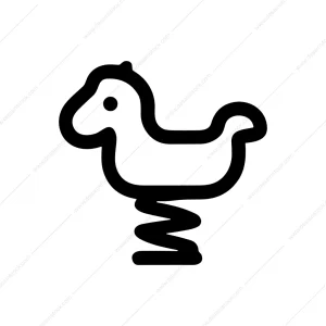 Minimalist Outline Horse Spring Rider Playground Icon