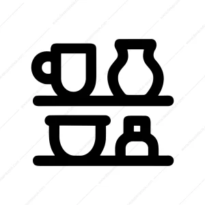 Bold Outline Pottery Shelf Container Storage Interior Icon