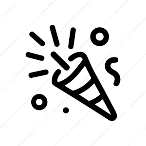 Simple Outline Party Popper Celebration Confetti Icon Design
