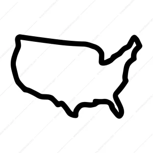 Black Outline Simplified United States Map Shape Graphic