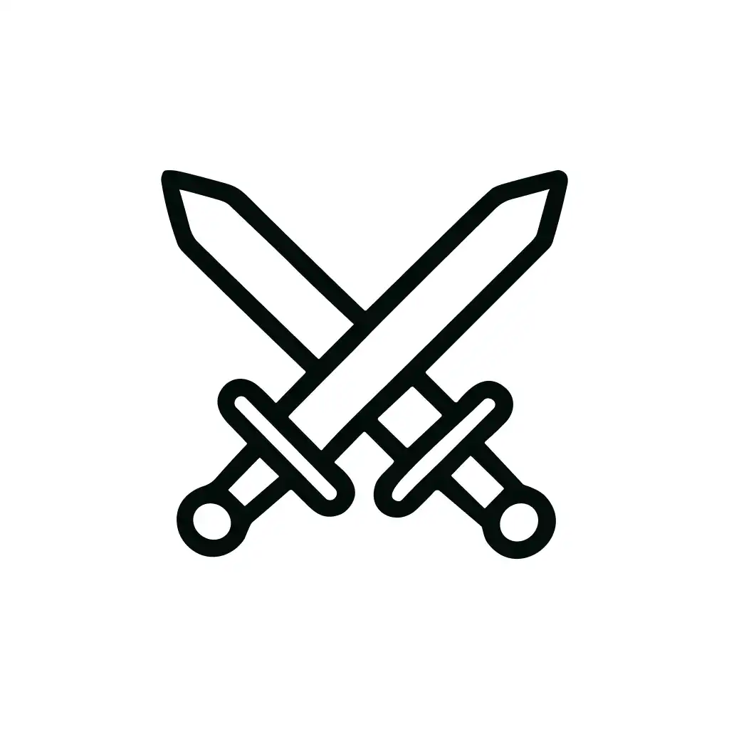 Outline Simple Crossed Swords Weapon Icon Symbol