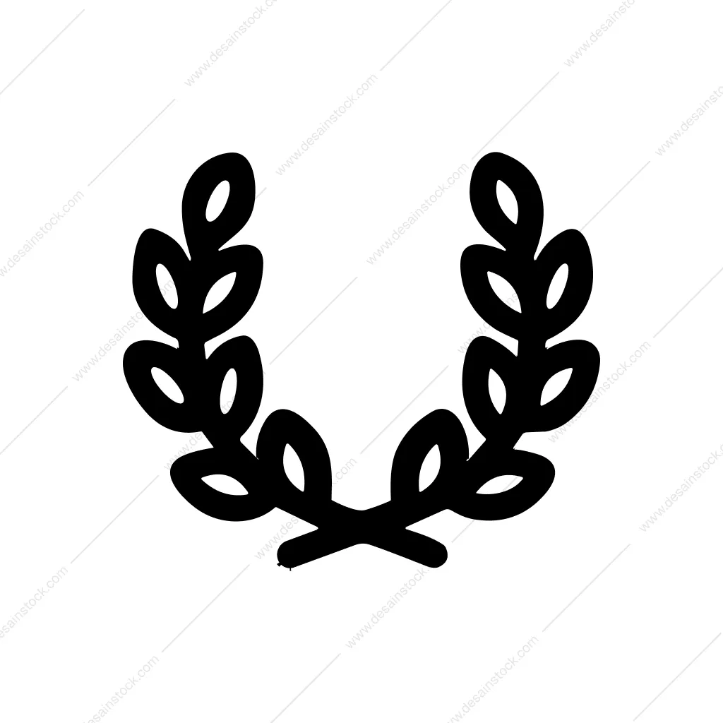 Simple Handdrawn Laurel Wreath Branch Decoration Element Design