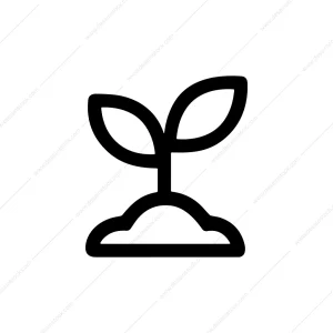 Minimalist Line Art Plant Sprout Growth Icon