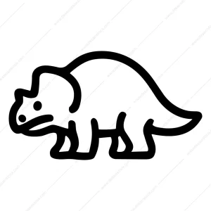 Simple Outline Triceratops Prehistoric Creature Line Icon