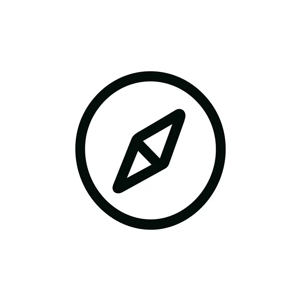 Simple Outline Compass Directional Navigation Sign Symbol