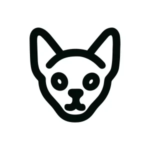Simple Lineart Minimalist Cat Head Outline Cute Domestic Animal Icon