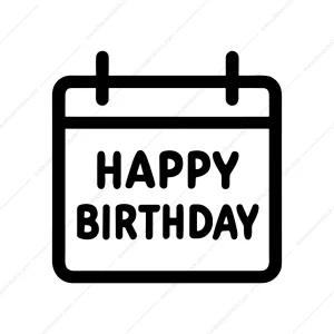 Simple Line Calendar Happy Birthday Reminder Icon